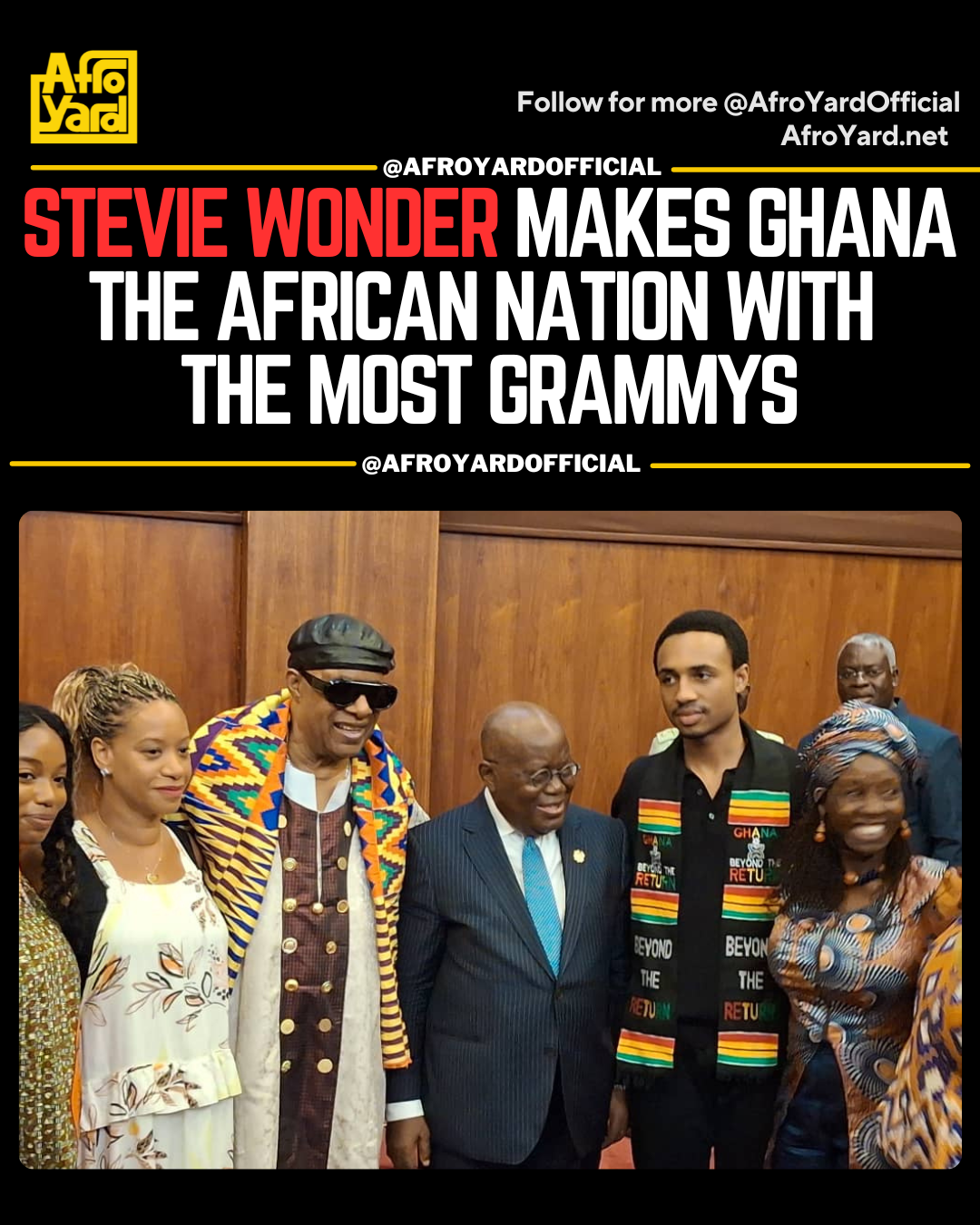 Ghana Becomes the African Country with Highest Grammys after Stevie Wonder Citizenship